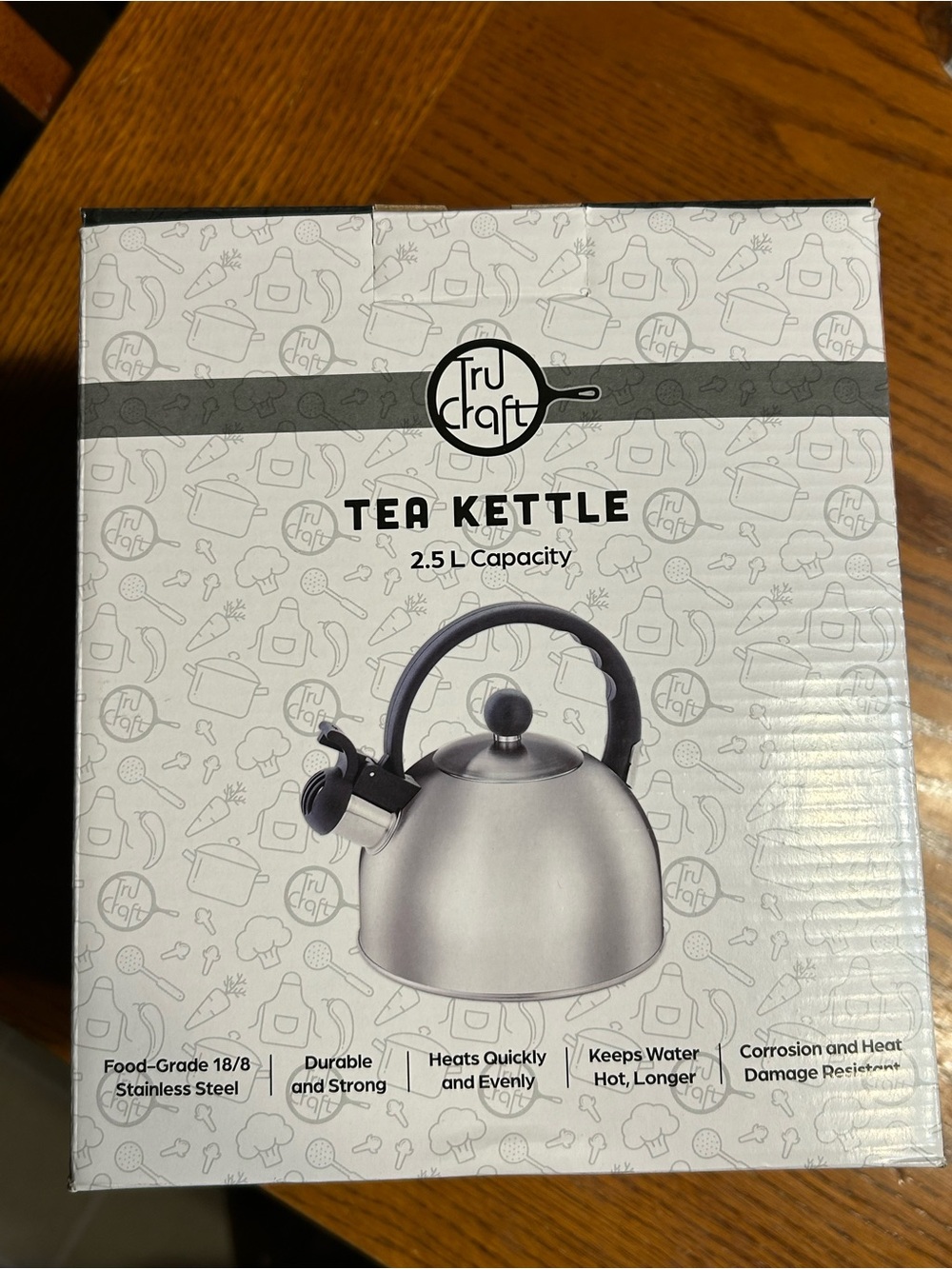 Tru Craft Stainless Steel Whistling Tea Kettle with Black Handle NEW IN BOX - Picture 2 of 5
